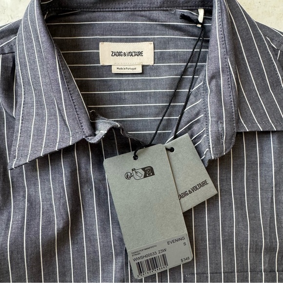 Zadig & Voltaire Taskiz Strass button up shirt embellished striped S - Picture 7 of 16